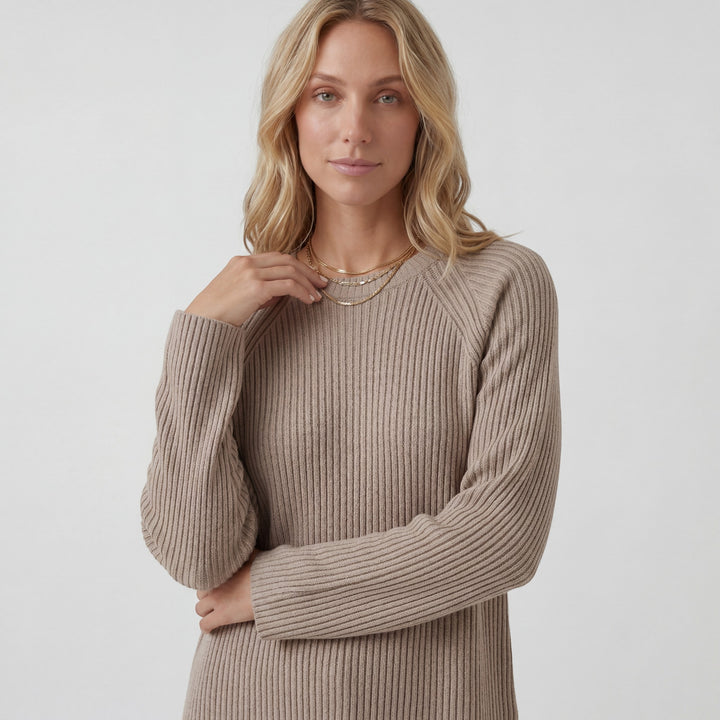 Ensemble en maille côtelée femme – Coupe souple décontractée