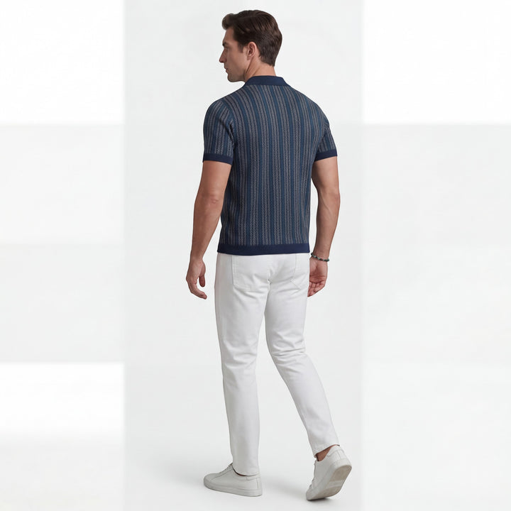 Polo homme en maille jacquard – Manches courtes coupe confortable