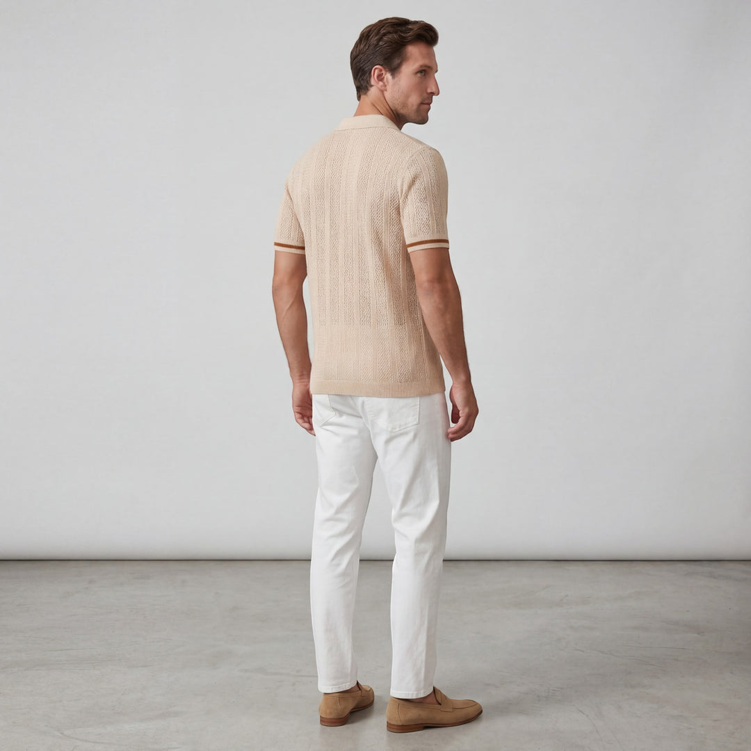 Chemise homme en maille manches courtes – Coupe boutonnée respirante
