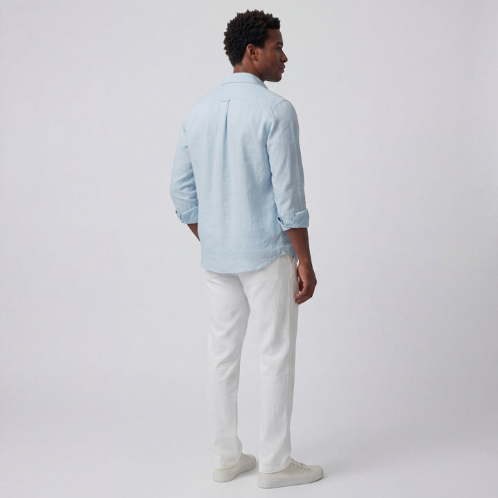 Chemise homme en lin manches longues – Coupe décontractée boutonnée