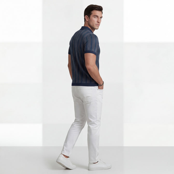 Polo homme en maille jacquard – Manches courtes coupe confortable