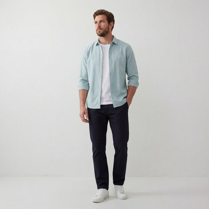 Chemise homme en lin manches longues – Coupe décontractée casual