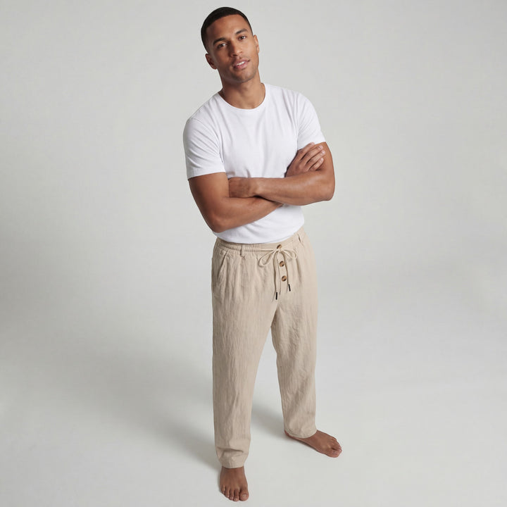 Herrenhose aus Leinen mit Kordelzug – Lässiger, gerader Schnitt