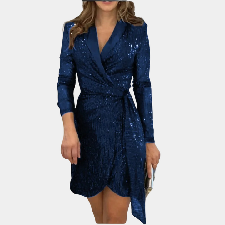 Robe Mini à Sequins pour Femme – Coupe Ajustée Style Portefeuille
