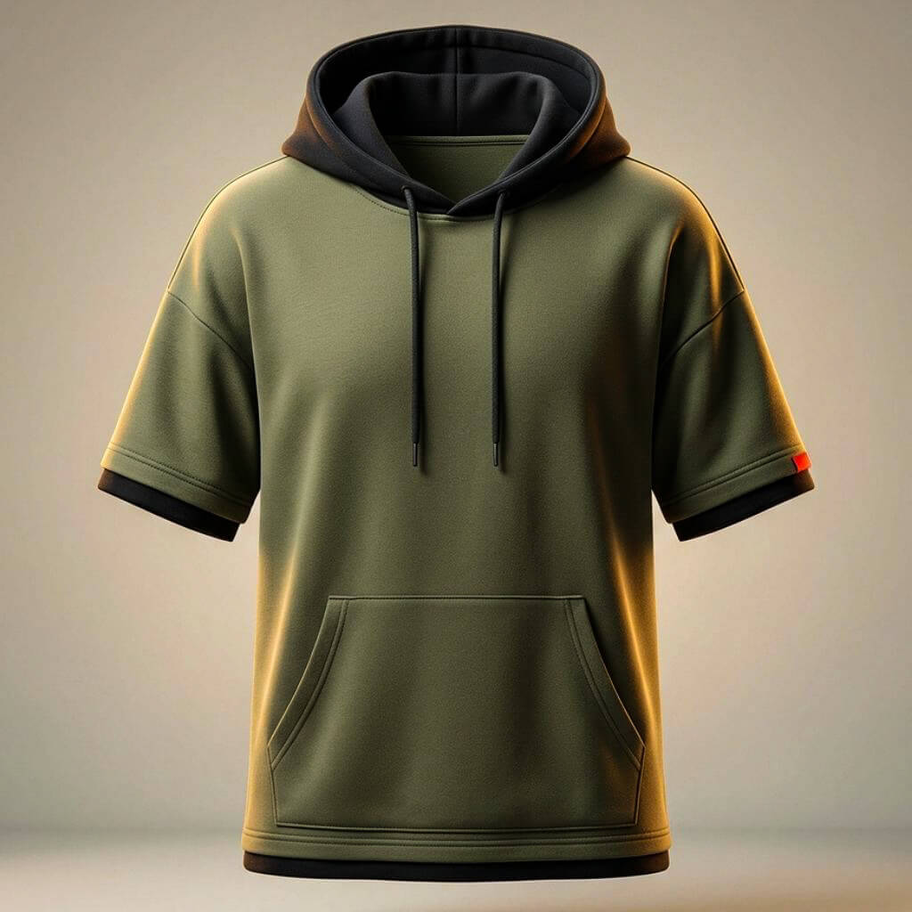 T-Shirt Homme à Capuche en Coton – Coupe Oversize Streetwear Décontractée
