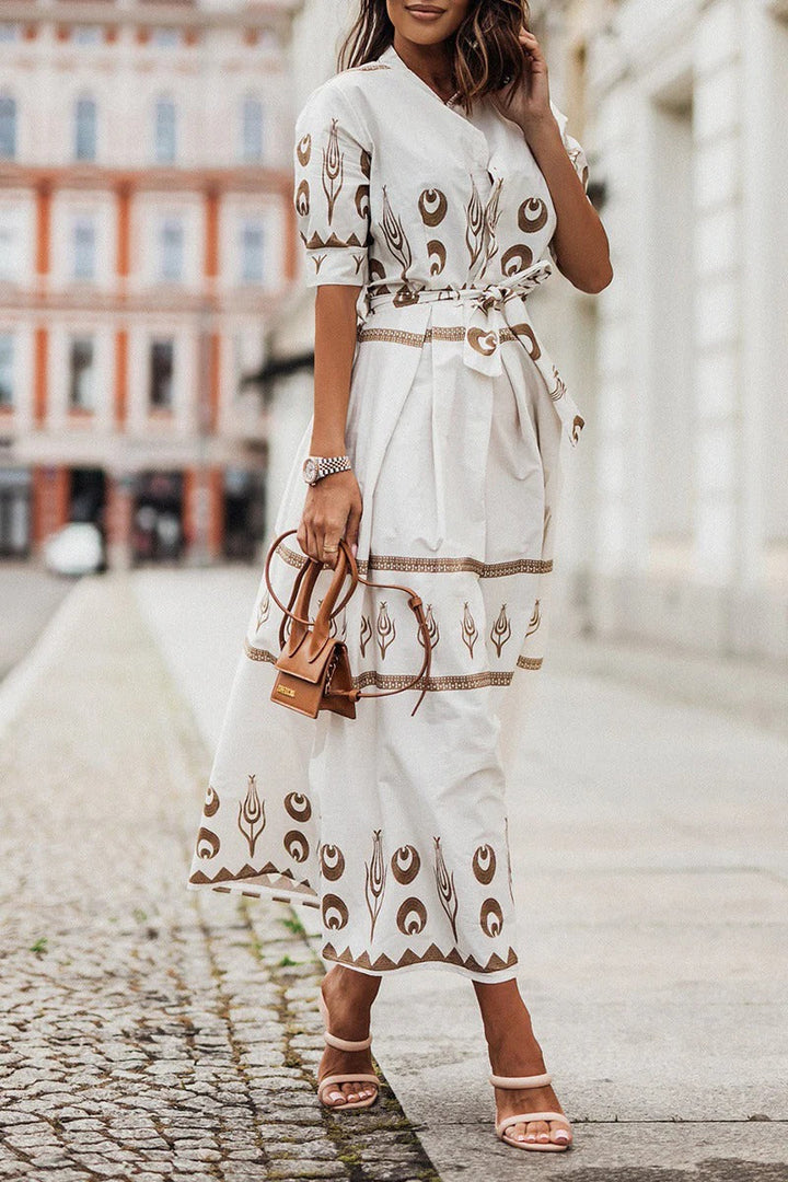 Robe Midi Bohème Femme en Tissu Léger – Taille Définie Silhouette Fluide
