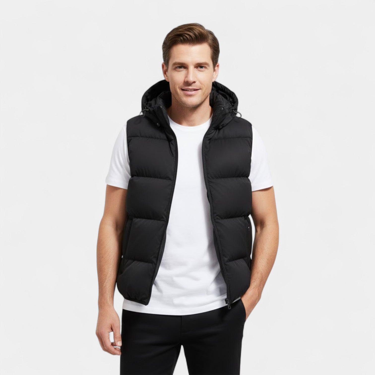 Riche | Gilet sans manches homme coton capuche – thermique épais casual