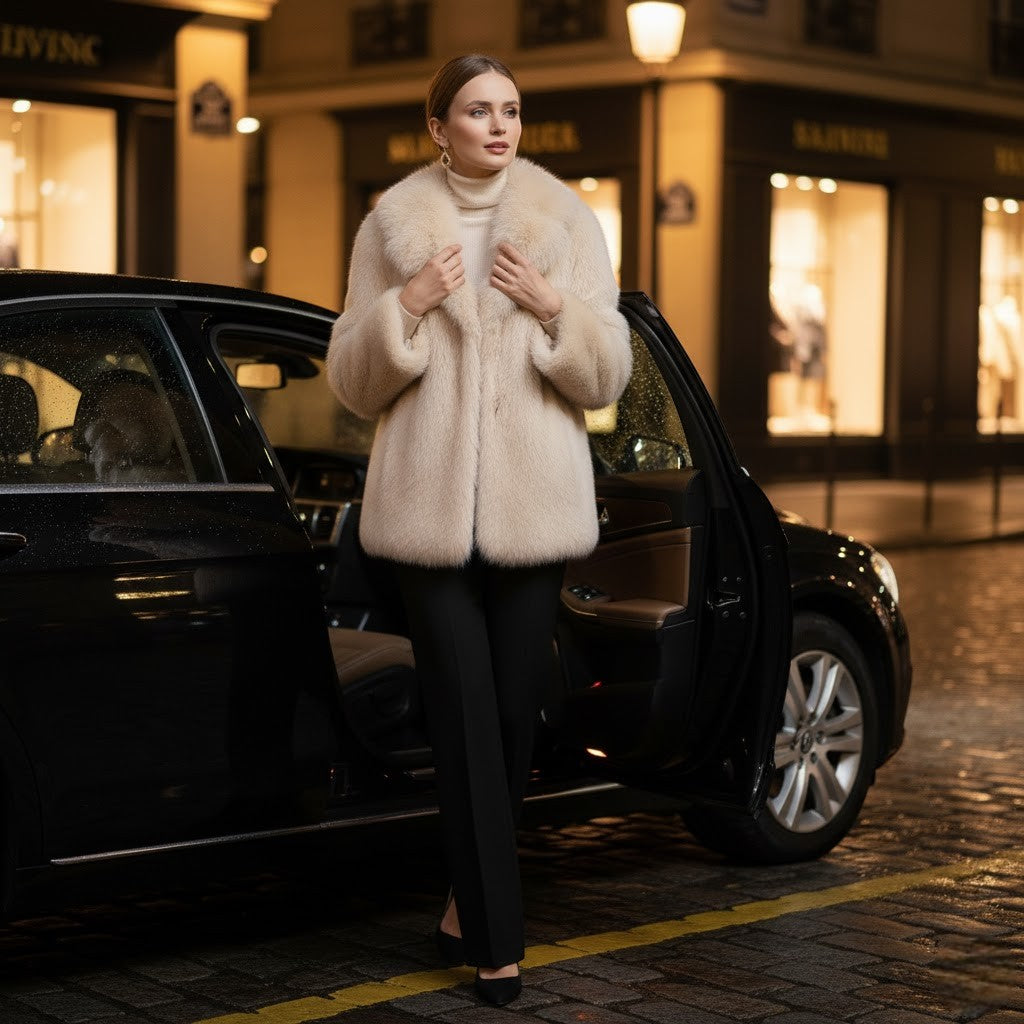 Riche | Manteau d’Hiver Femme en Chiffon, Laine et Fourrure