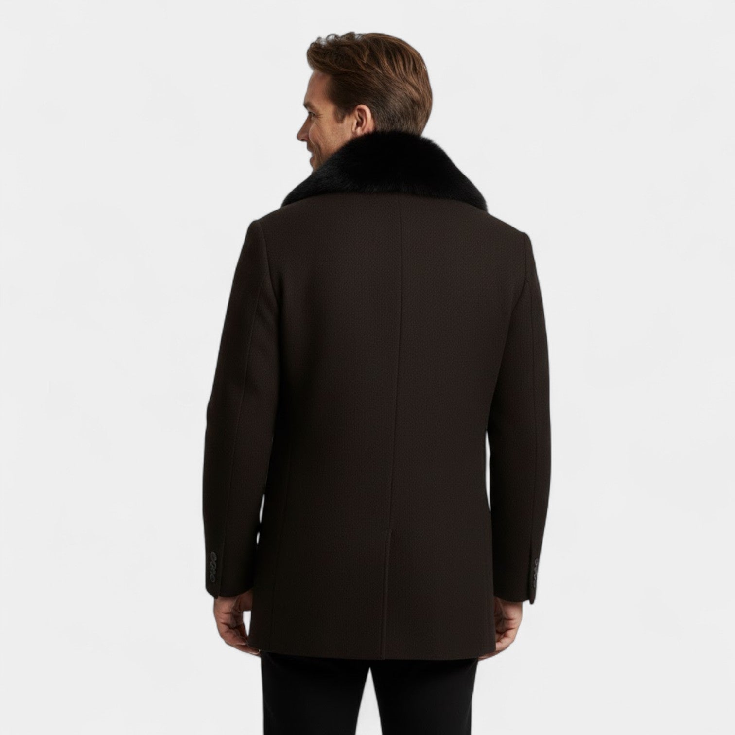 Riche | Manteau trench en laine homme col en fourrure