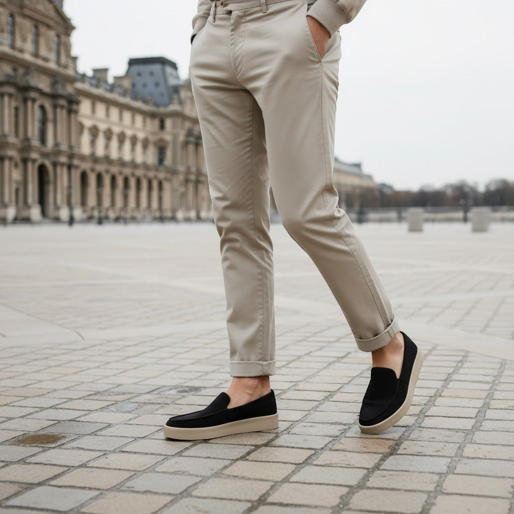 Riche | Mocassins Homme en Cuir Suédé – Slip-On à Talon Plat