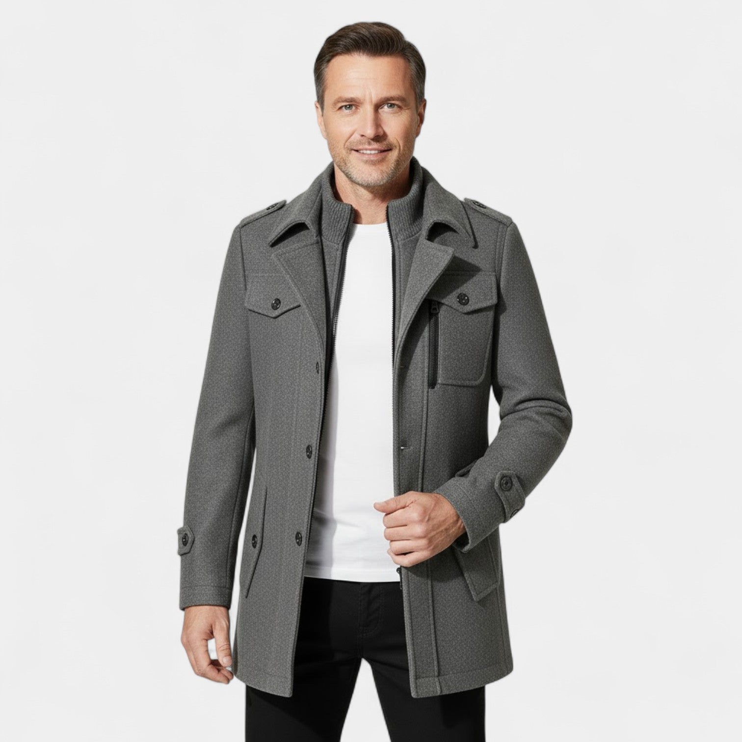 Riche | Manteau homme laine double col trenchcoat – ajusté, raffiné, silhouette intemporelle