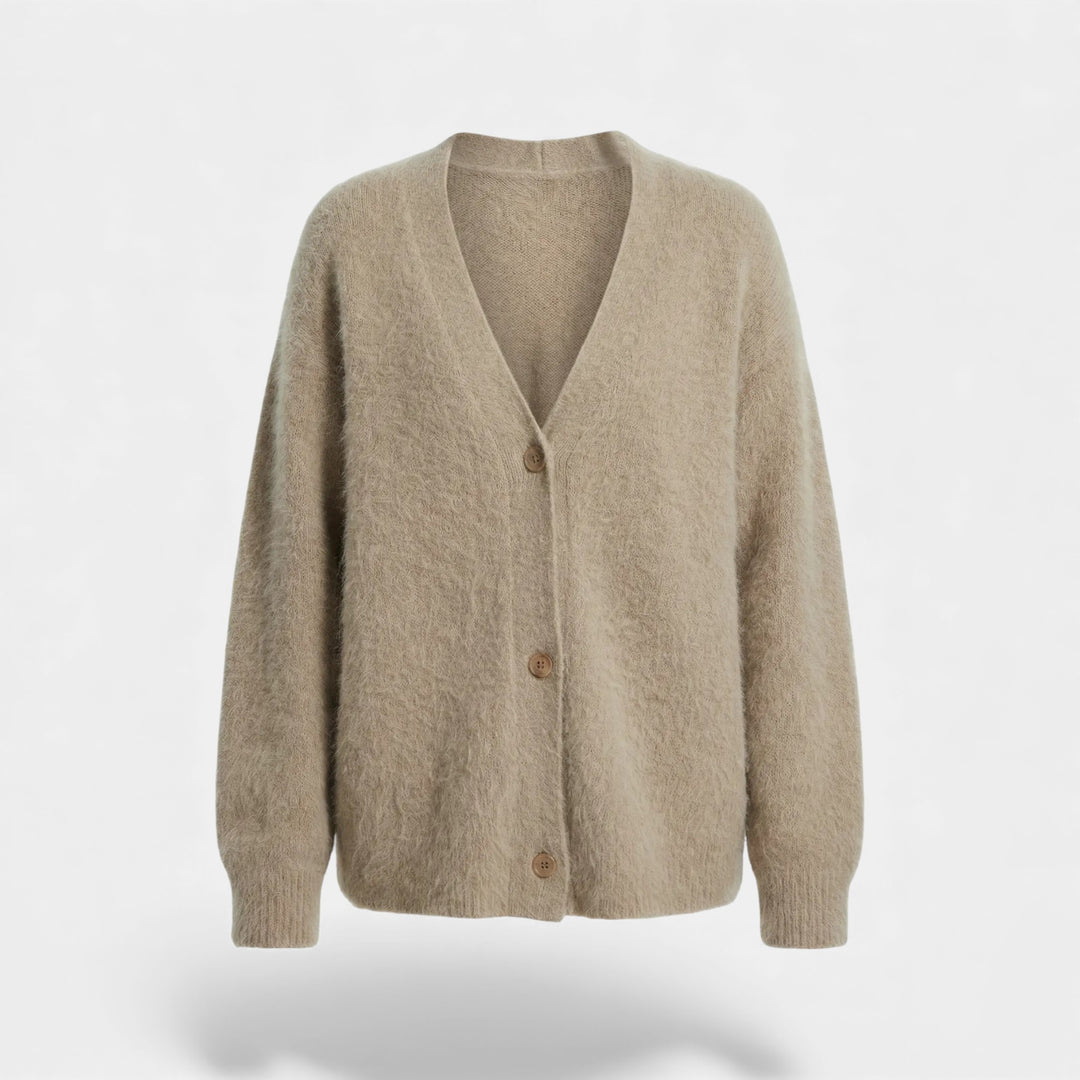 Cardigan femme en maille douce boutonnée – Col en V coupe ample