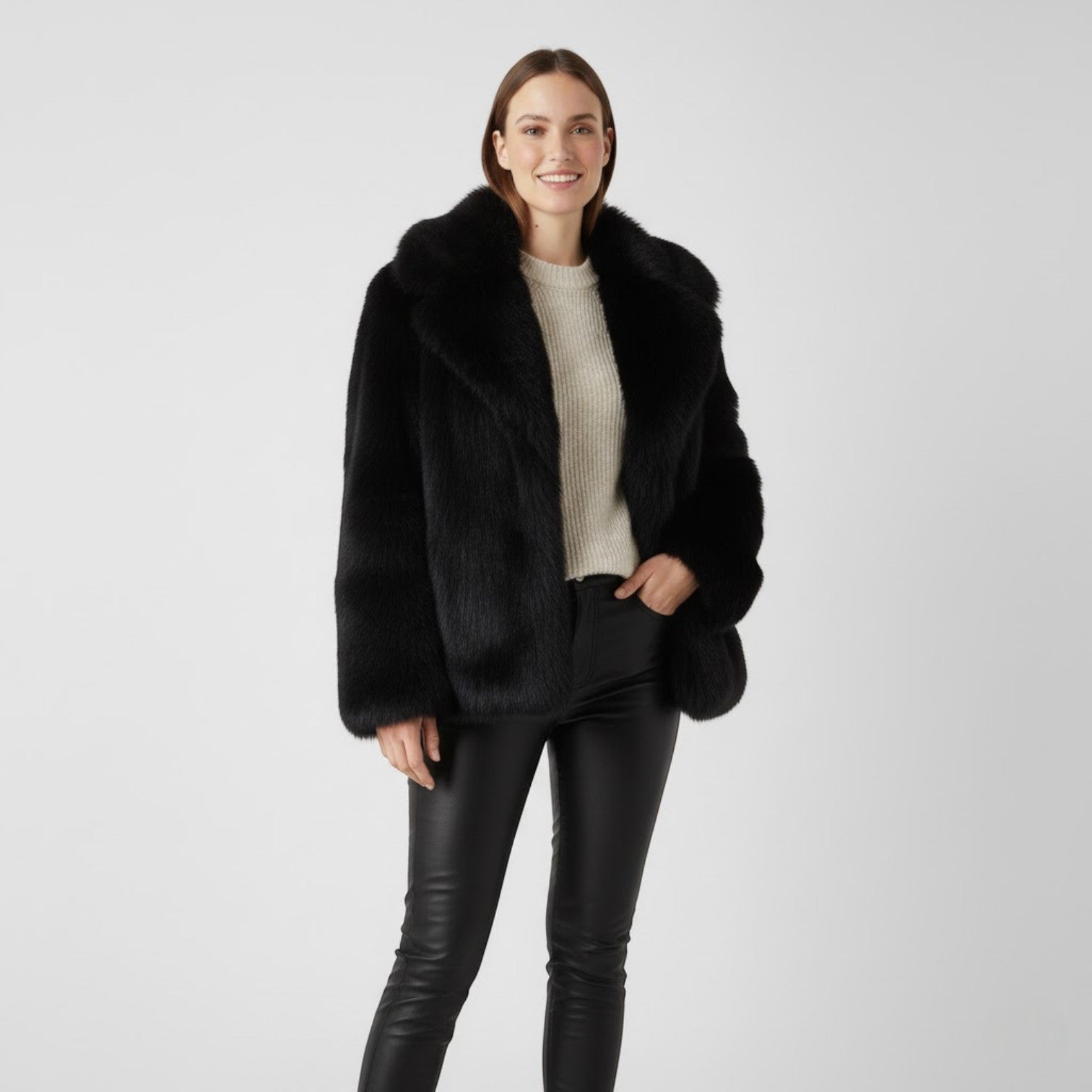Riche | Manteau d’Hiver Femme en Chiffon, Laine et Fourrure