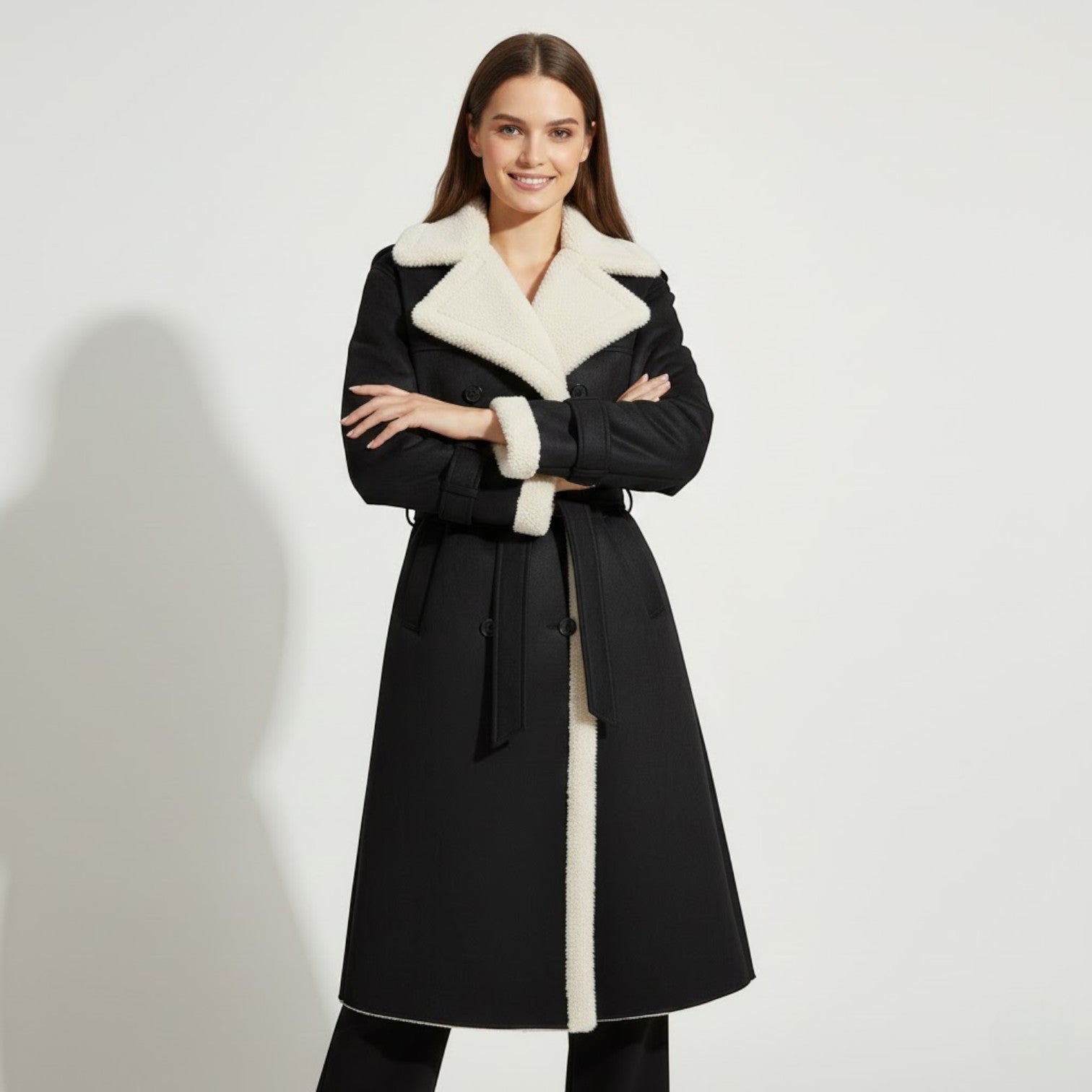 Riche | Manteau trench femme en cuir PU doublé fourrure