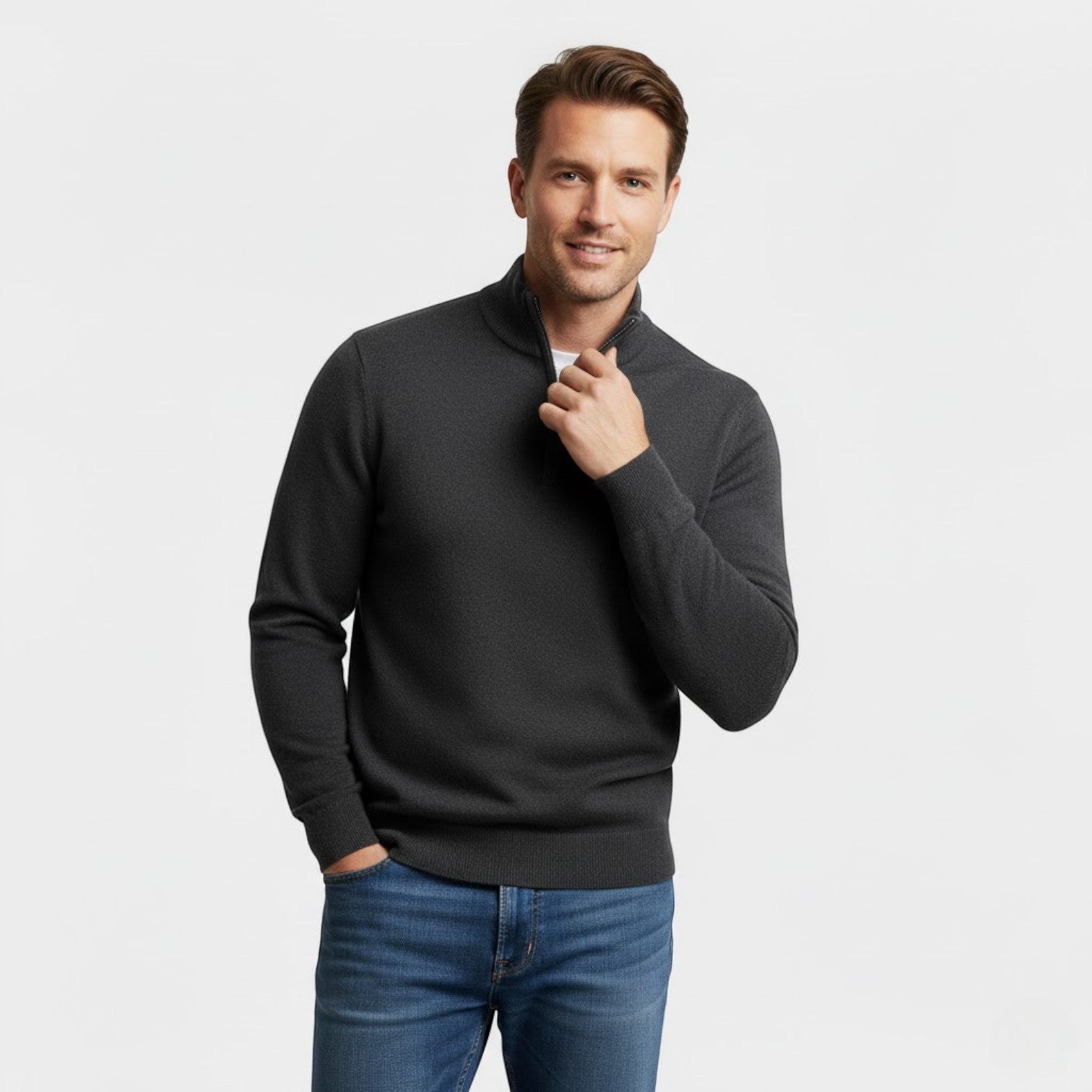 Riche | Pull zippé homme maille – Style minimaliste Riviera