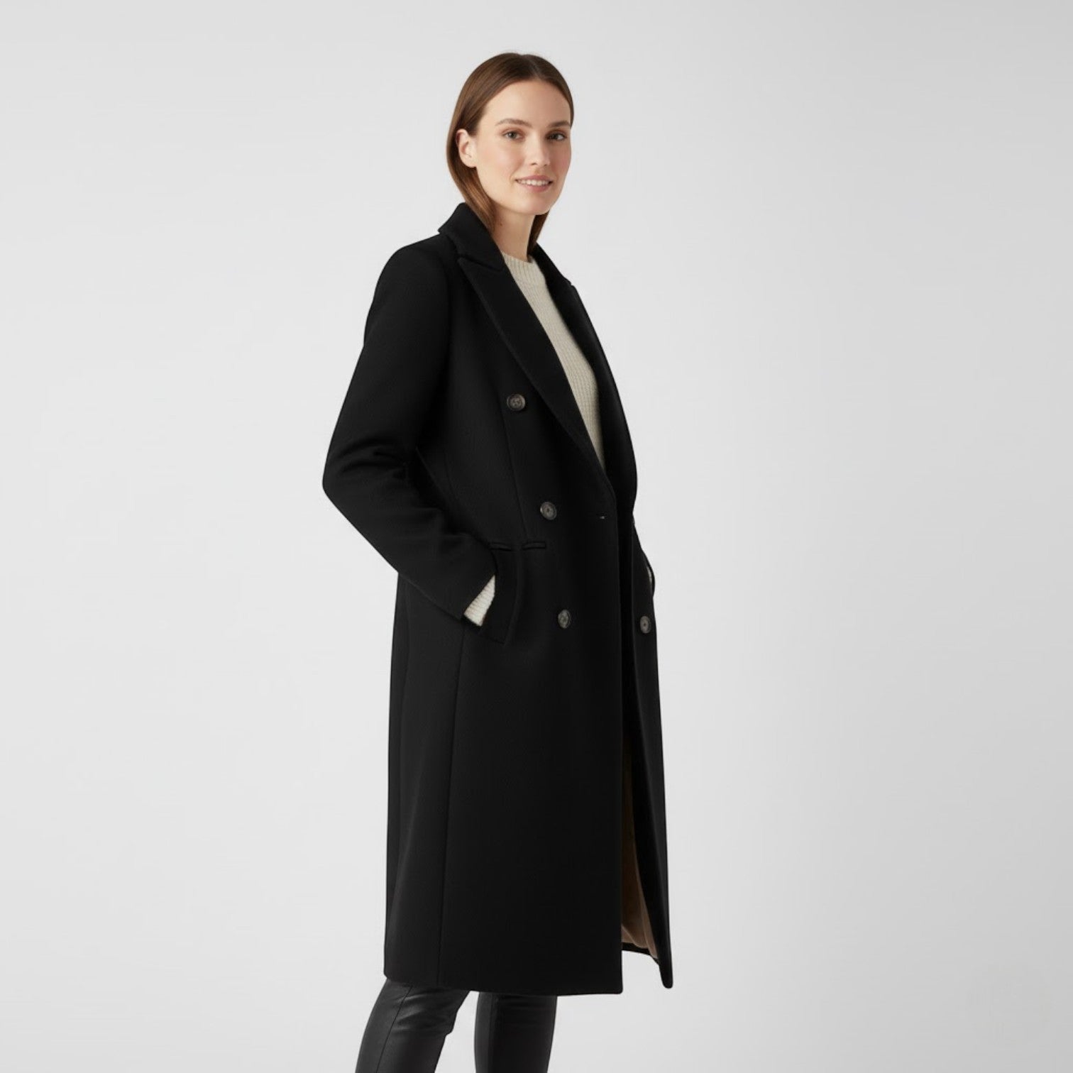 Riche | Manteau Femme Croisé en Laine Mélangée