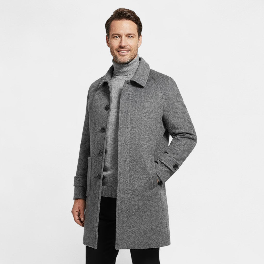 Riche | Manteau Homme 100% cachemire – Réversible Mi-Long à Simple Boutonnage