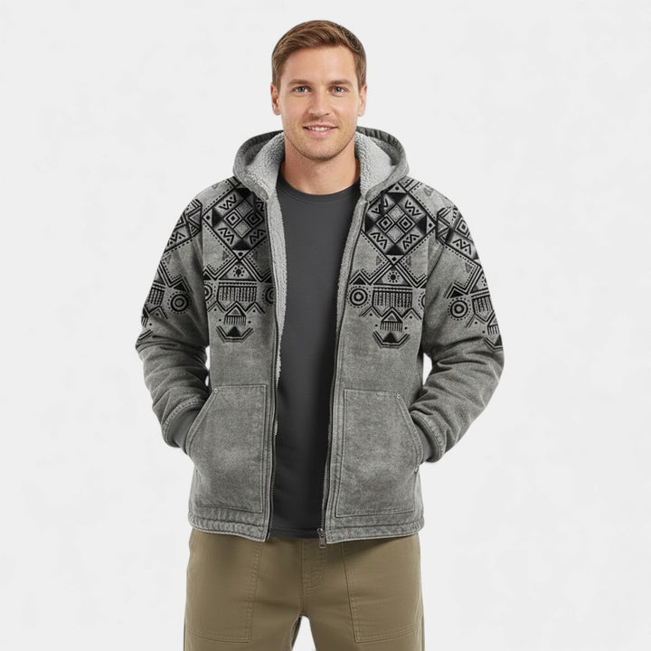 Riche | Cardigan imprimé rétro homme doublé polaire