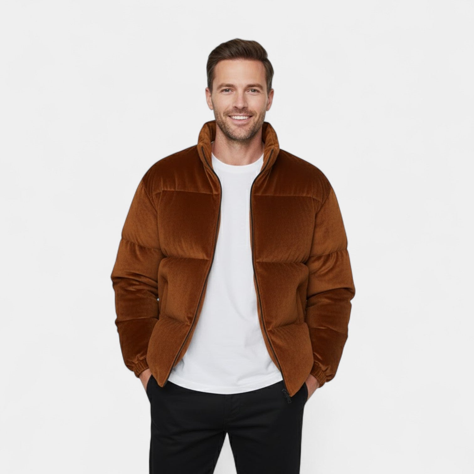 Riche | Veste Homme en Velours – Doudoune Matelassée à Col Montant