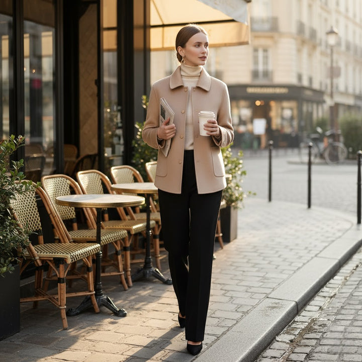 Riche | Manteau d’Hiver Femme en Laine à Col Polo