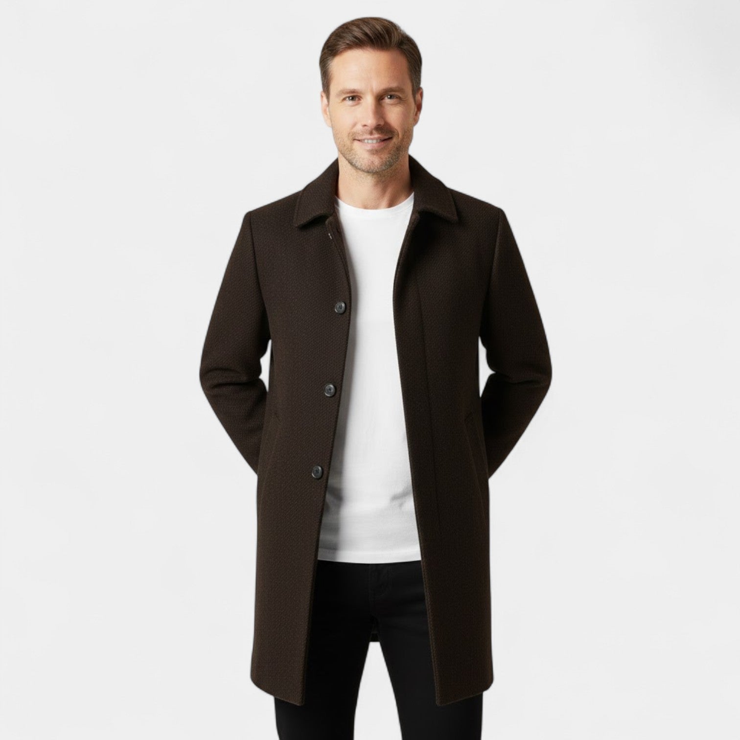 Riche | Manteau Homme en Laine et Velours – Col à Revers Coupe Classique