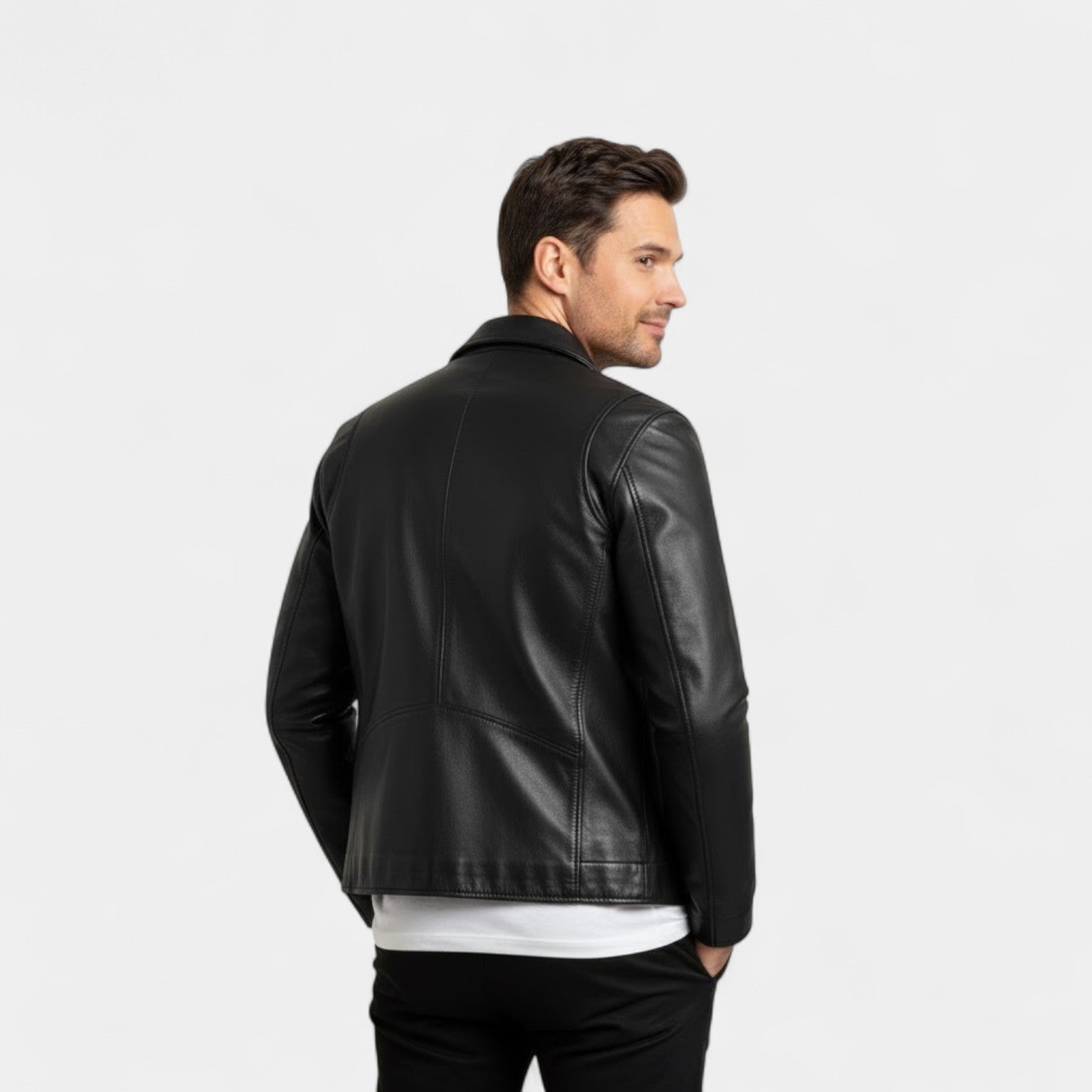 Riche | Manteau homme ajusté en cuir PU