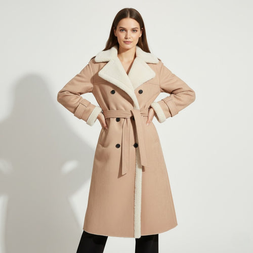 Riche | Manteau trench femme en cuir PU doublé fourrure