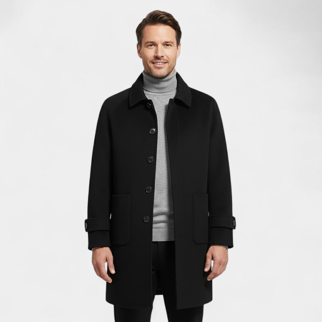 Riche | Manteau Homme 100% cachemire – Réversible Mi-Long à Simple Boutonnage