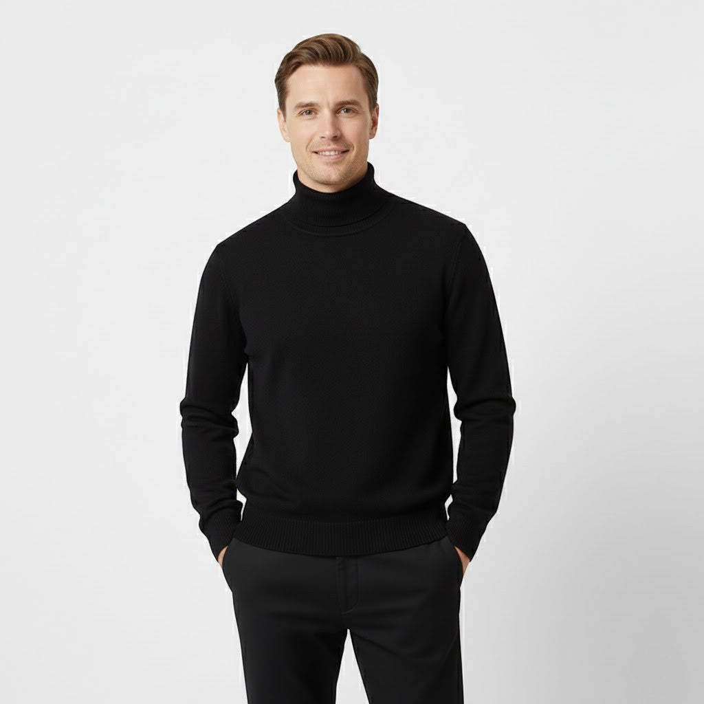 Riche | Pull col roulé homme doublé laine – coupe épaisse velours