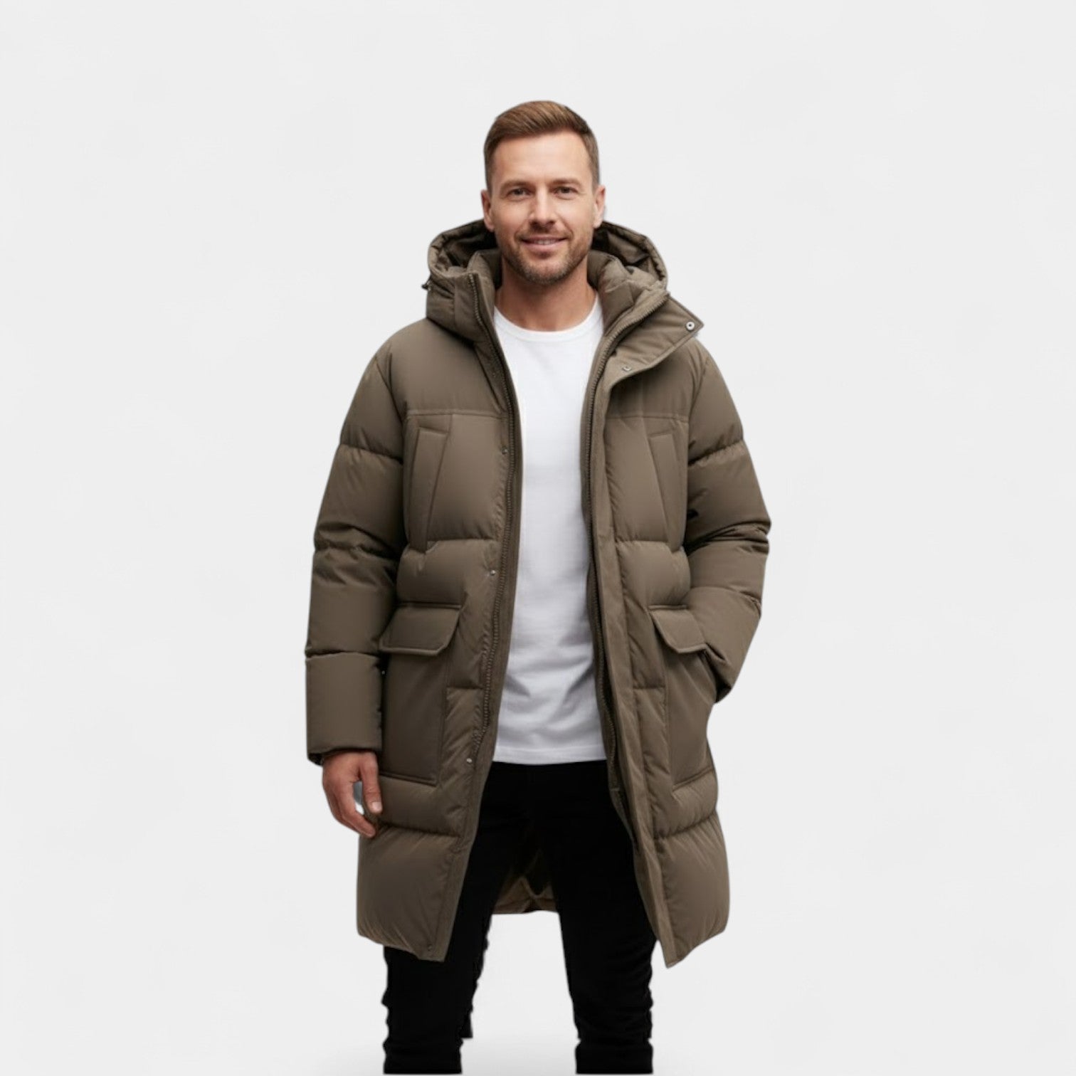 Riche | Manteau d’Hiver Homme – Long Imperméable à Capuche