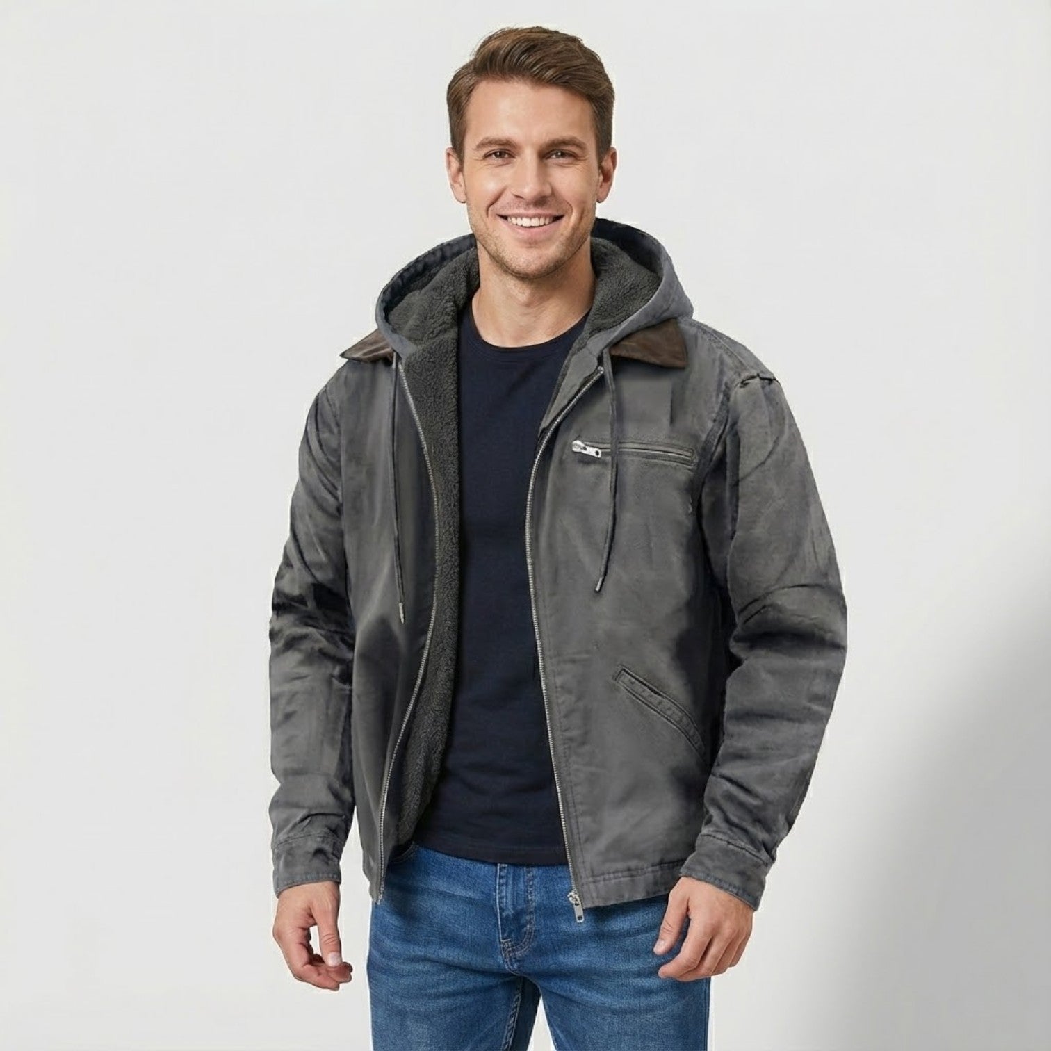 Riche | Veste zippée à capuche homme en polaire