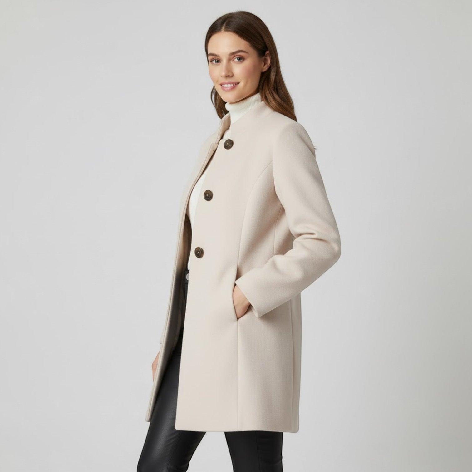 Riche | Manteau Femme Long en Tissu Mélangé