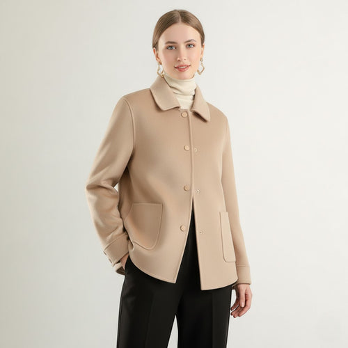 Riche | Manteau d’Hiver Femme en Laine à Col Polo