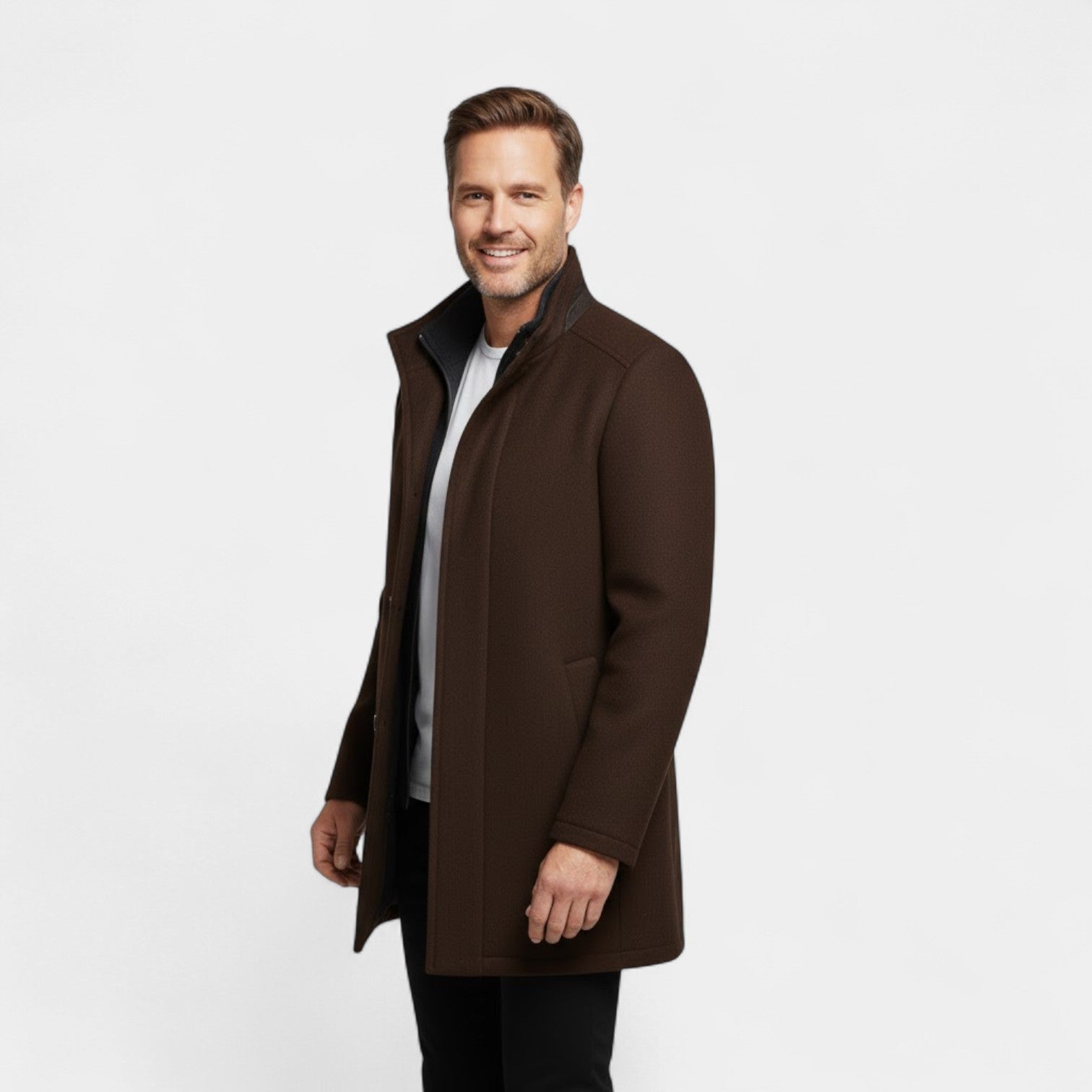 Riche | Manteau Homme en Laine – Col Double Mi-Long