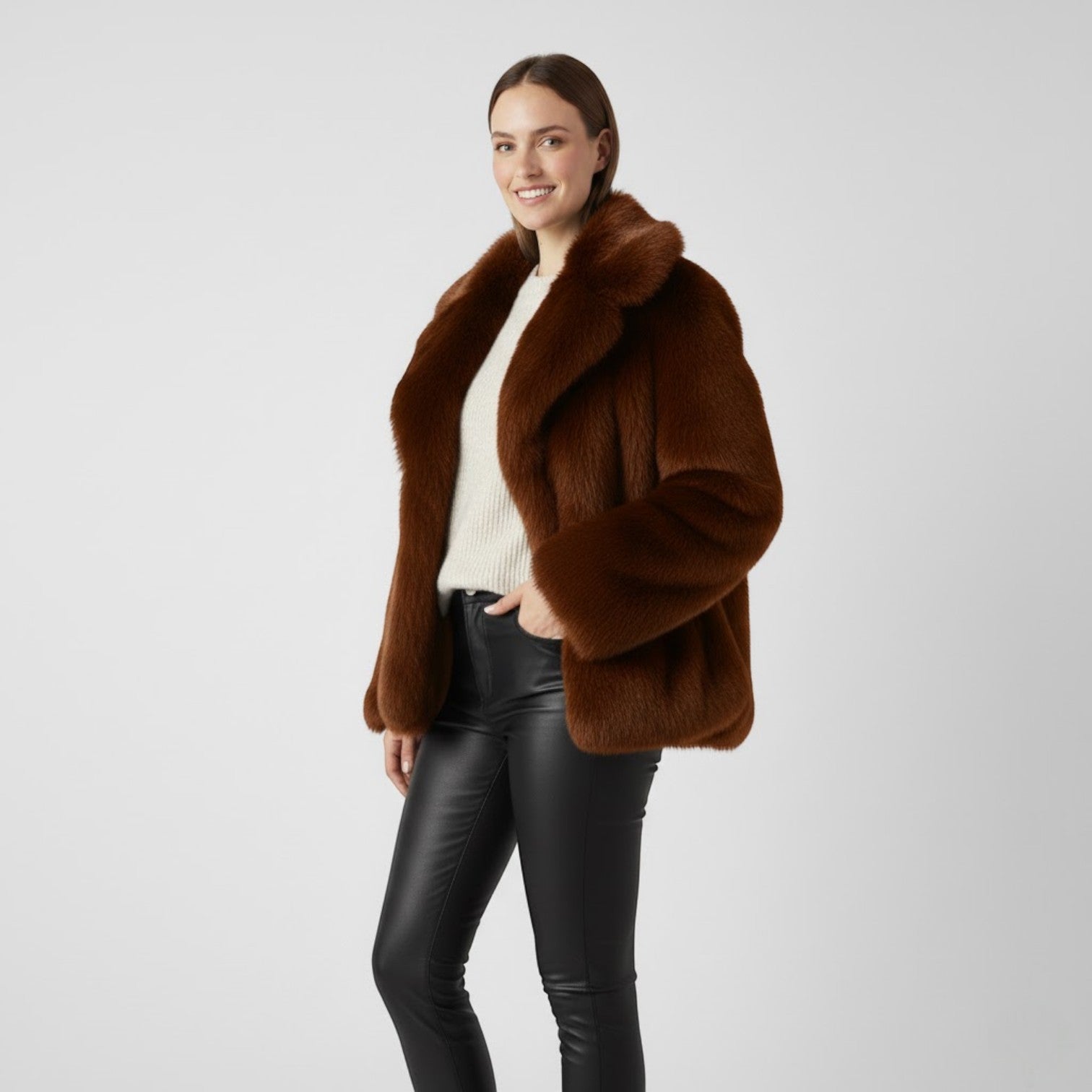 Riche | Manteau d’Hiver Femme en Chiffon, Laine et Fourrure