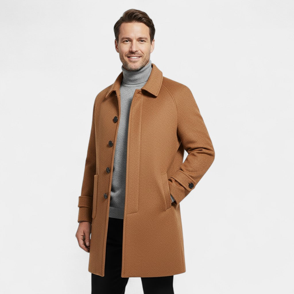 Riche | Manteau Homme 100% cachemire – Réversible Mi-Long à Simple Boutonnage