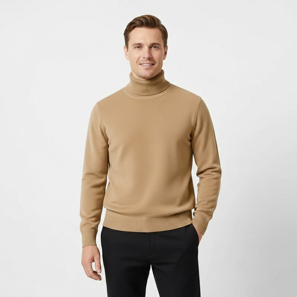 Riche | Pull col roulé homme doublé laine – coupe épaisse velours
