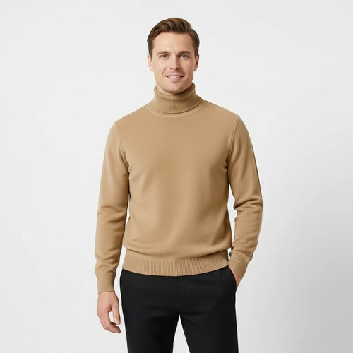 Riche | Pull col roulé homme doublé laine – coupe épaisse velours