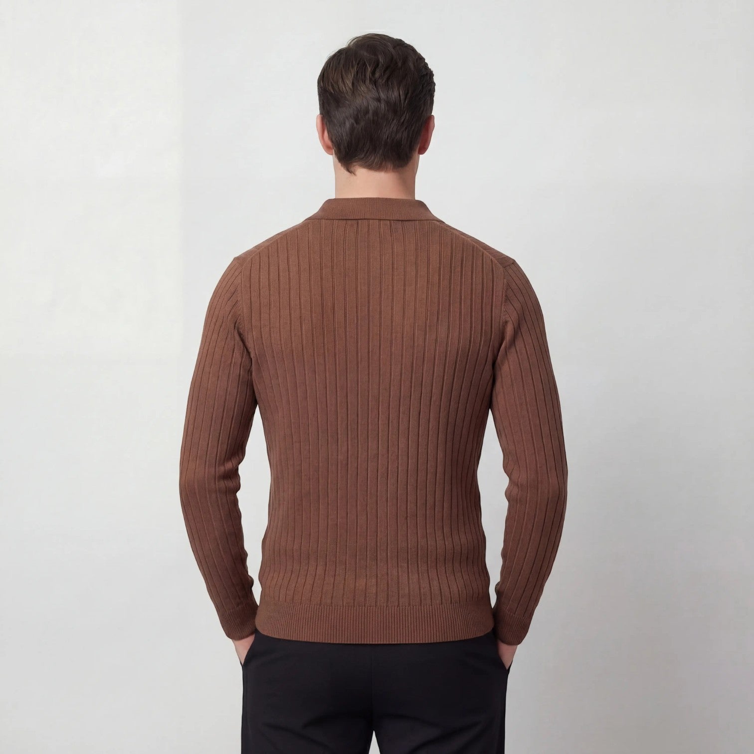 Riche | Polo rayé homme coton manches longues – style coréen minimal