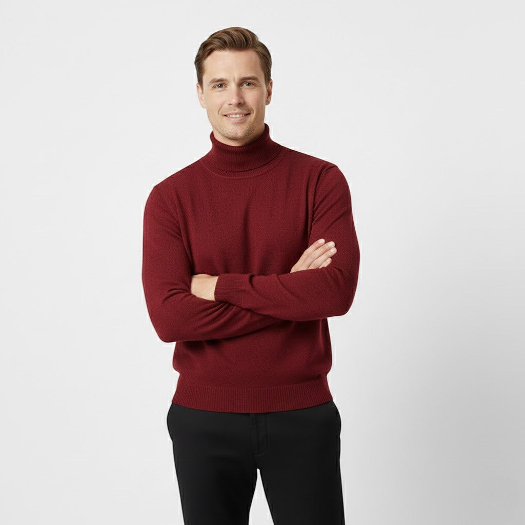 Riche | Pull col roulé homme doublé laine – coupe épaisse velours
