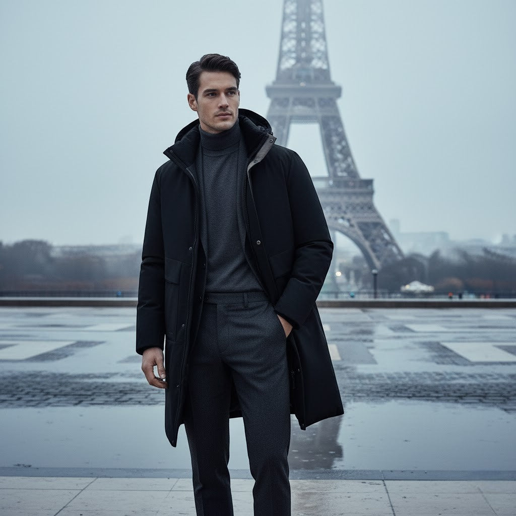 Riche | Veste Homme à Capuche – Manteau Long Matelassé en Coton