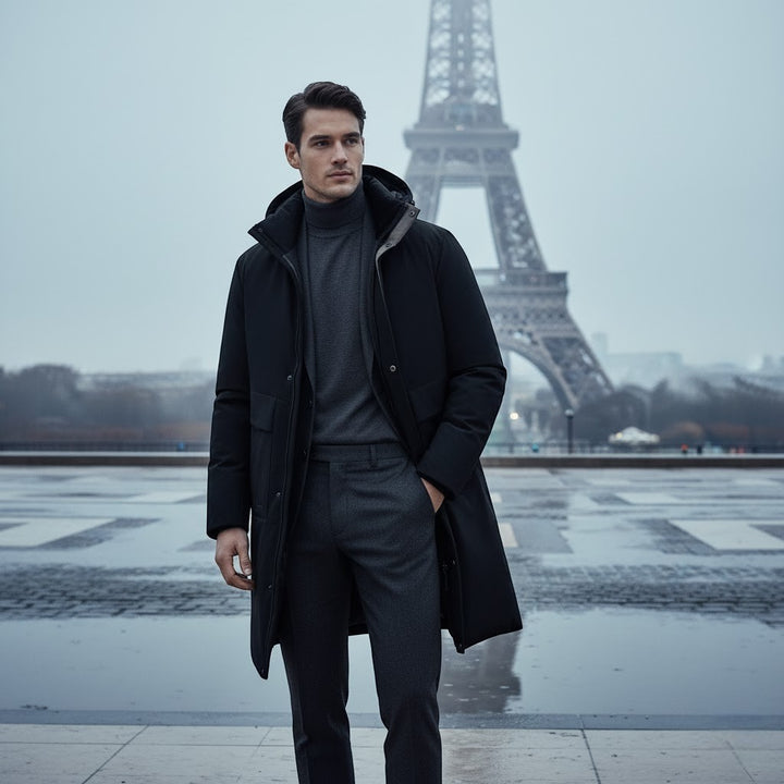 Riche | Veste Homme à Capuche – Manteau Long Matelassé en Coton