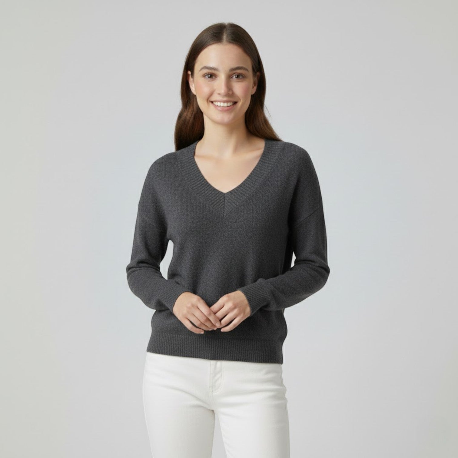 Riche | Pull femme en maille laine mélangée col V