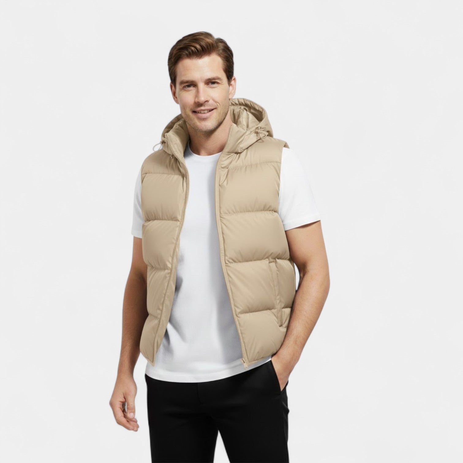 Riche | Gilet sans manches homme coton capuche – thermique épais casual