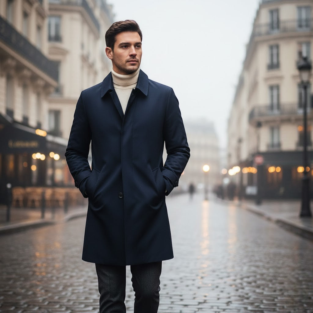 Riche | Veste Homme Mi-Longue – Trench à Col Revers Coupe Classique