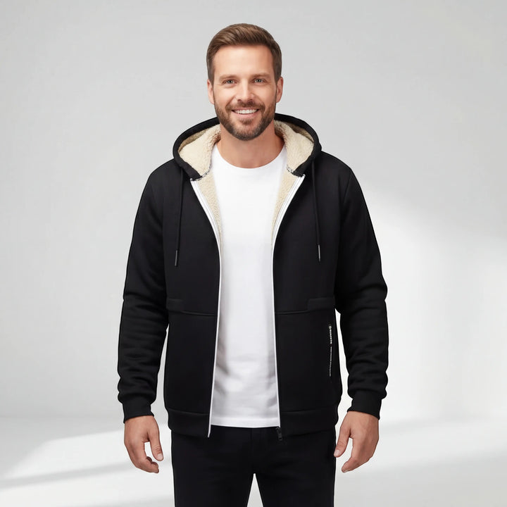 Men's Sherpa Fleece Hooded Cardigan with Zipper – Relaxed Fit