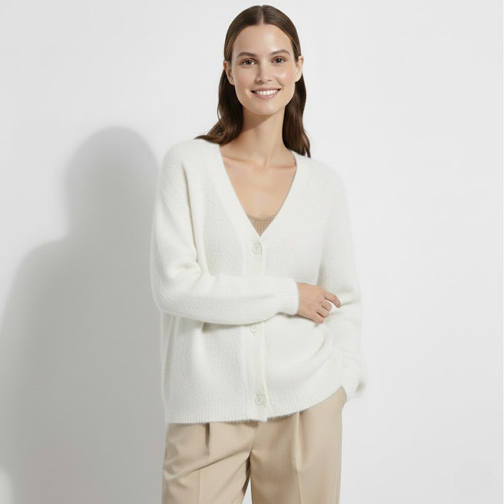 Cardigan femme en maille douce boutonnée – Col en V coupe ample
