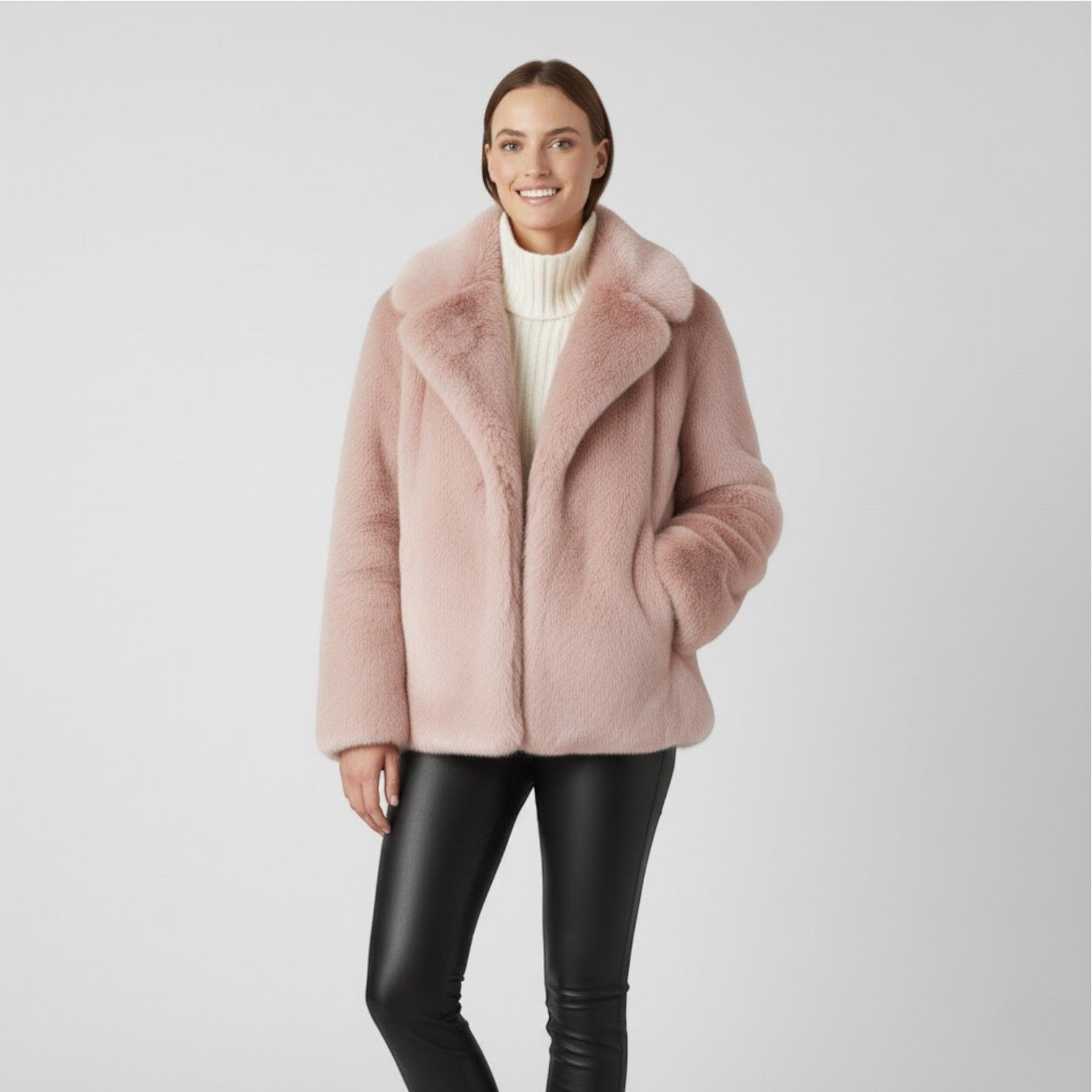Riche | Manteau d’Hiver Femme en Chiffon, Laine et Fourrure