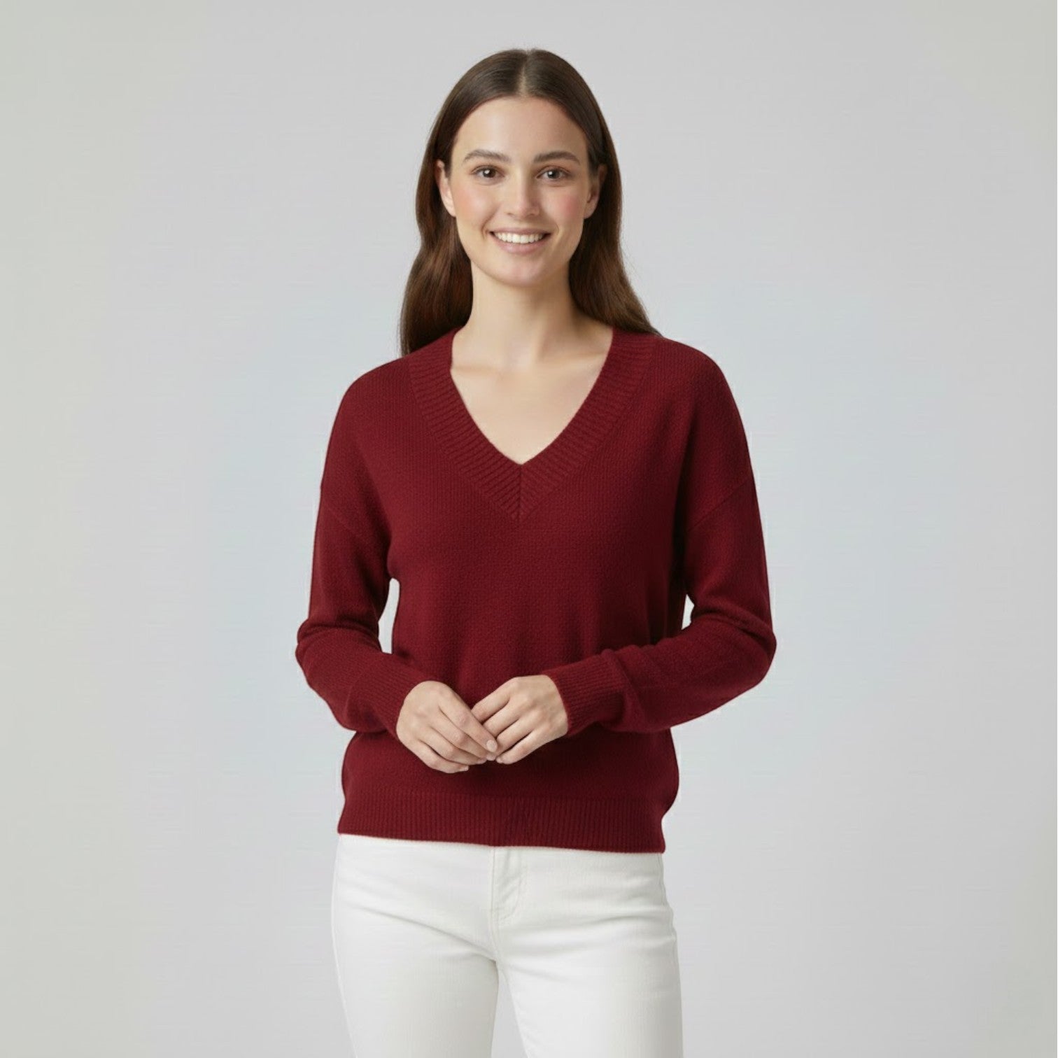 Riche | Pull femme en maille laine mélangée col V