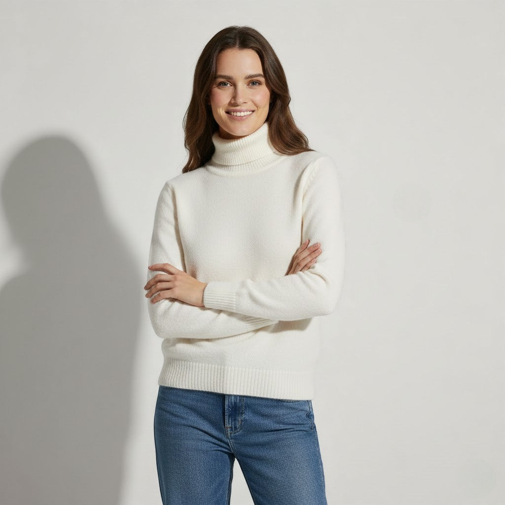 Riche | Pull col roulé femme en laine tricotée